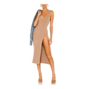 Michael Costello 'Variegated' Tan Rib Bodycon Dress Size M